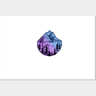 Purple Geometric Mountain Logo Design Posters and Art